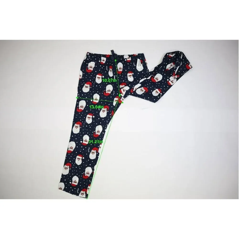 Old Navy Mid Rise Pull On Style Flannel Pajama Pants Santa Claus Brown Adult L - Picture 4 of 8